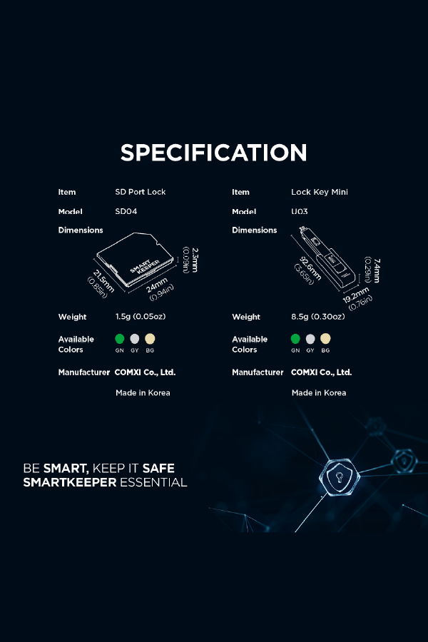SmartKeeper SD Port Locks with Key | Essential Mini – Secure SD Card Slot Protection - Image 2