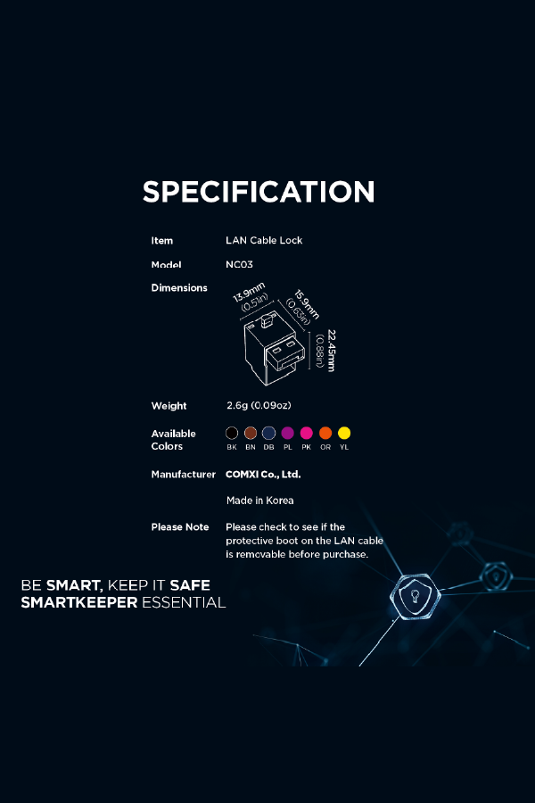 SmartKeeper LAN Cable Locks with Key | Essential – Secure Network Cable Lock Set - Image 2